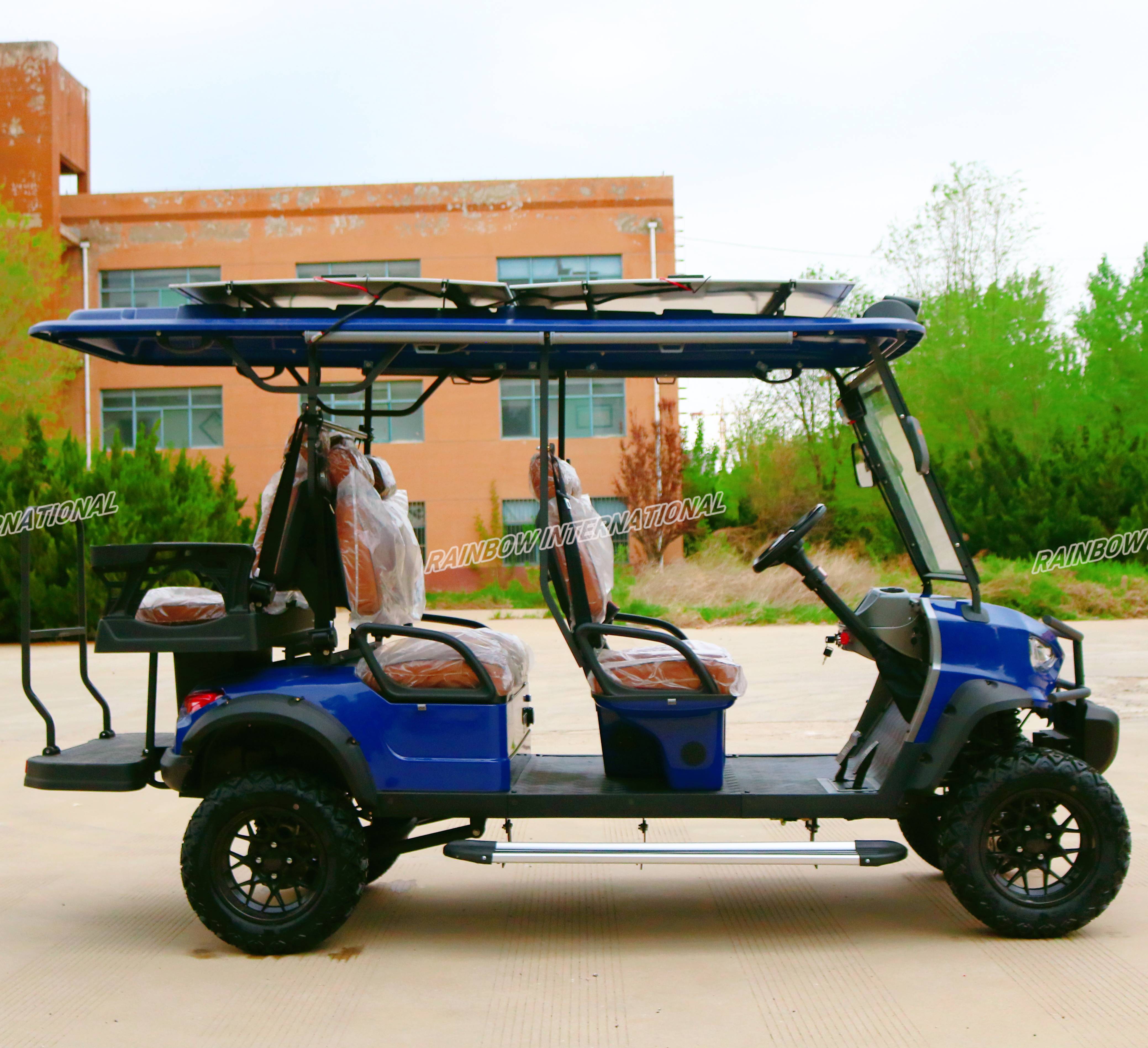 UK Customer Customized Right Hand Luxury Performance Solar Off-Road 6 Seater Electric Golf Buggy Cart with Lithium Battery