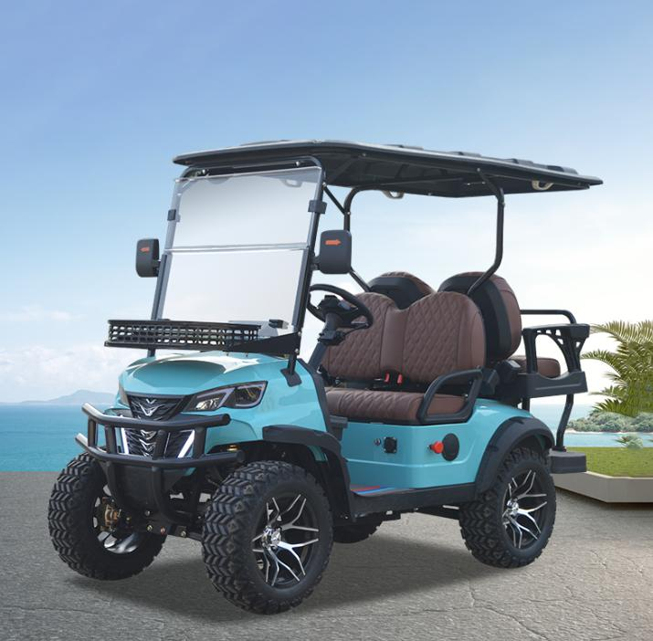4 Seat Street Legal LSV Off Road Low Speed Golf Buggy Lithium Battery Powered Cart Full Options for Resort Villa Beach Farm Club