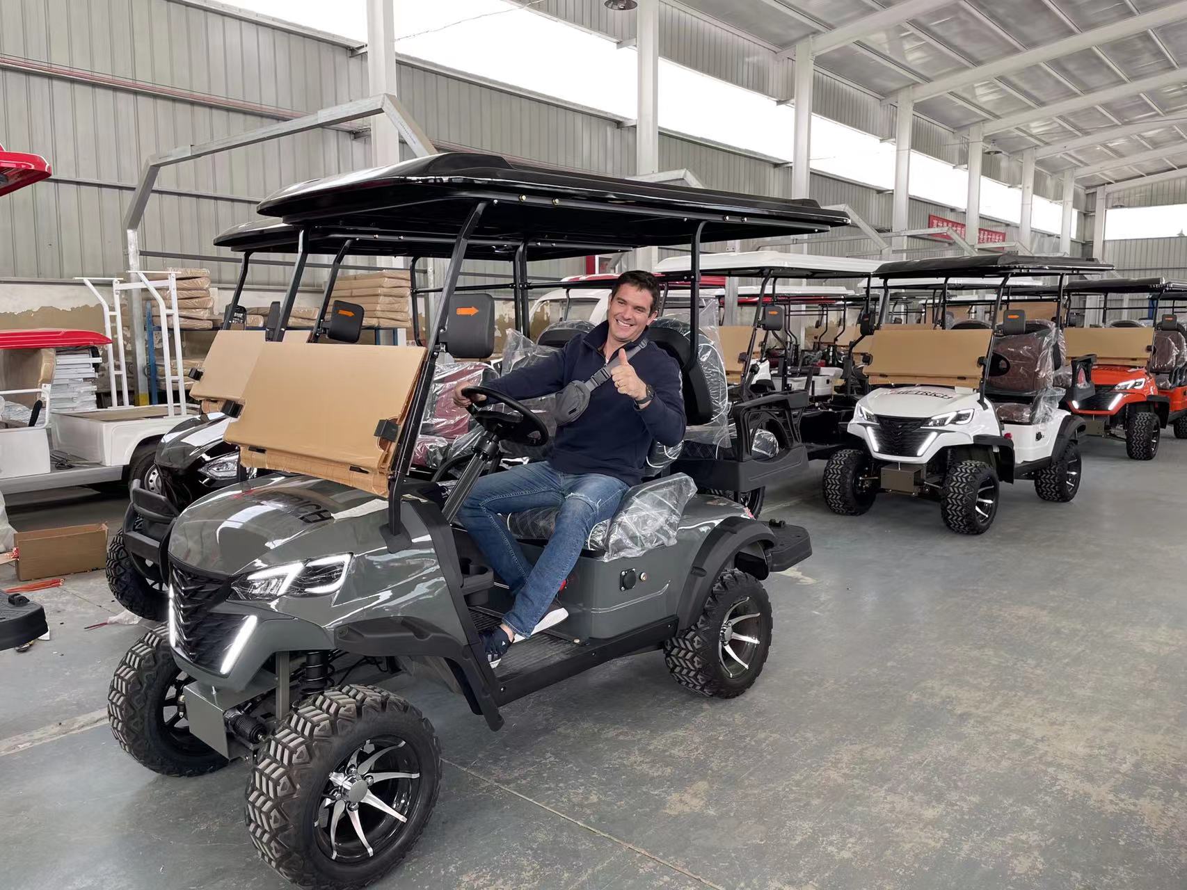 Off-road electric 4 seater golf cart outdoor display