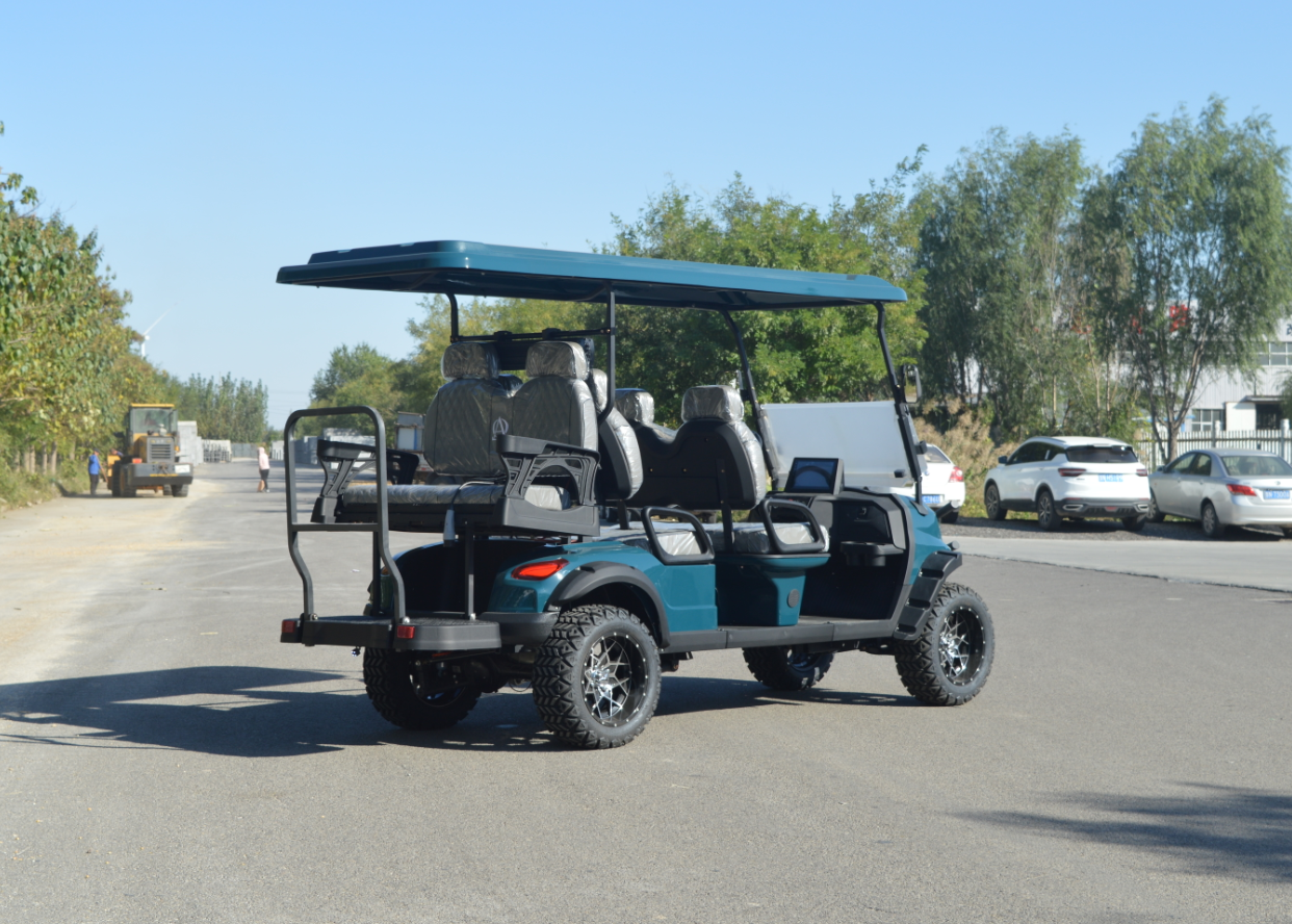 High Ground Clearance 6 Seats Utility Blue Electric Golf Cart 72V Lithium Battery 3.5-7.5 Kw Motor 30-50 Km/h Speed for Scenic