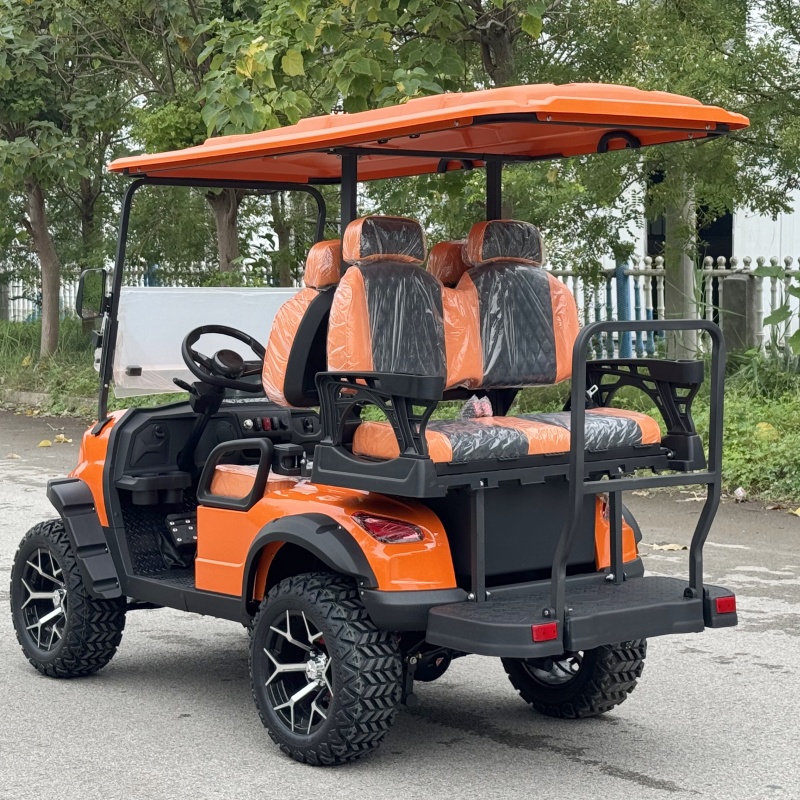 60V Lithium Batter Golf Cart 4 Seater Power 4 Wheel Electric Golf Car Buggy Solar Panels Beach Golf Cart