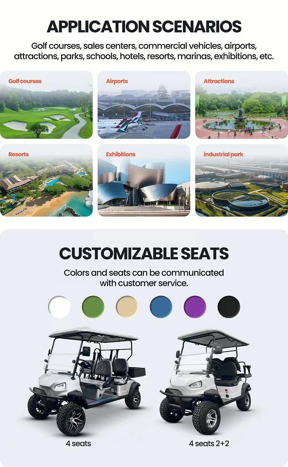 Driving-Stable Performance High Speed Capable AC 4kw Motor Driven Golf Buggies Cart