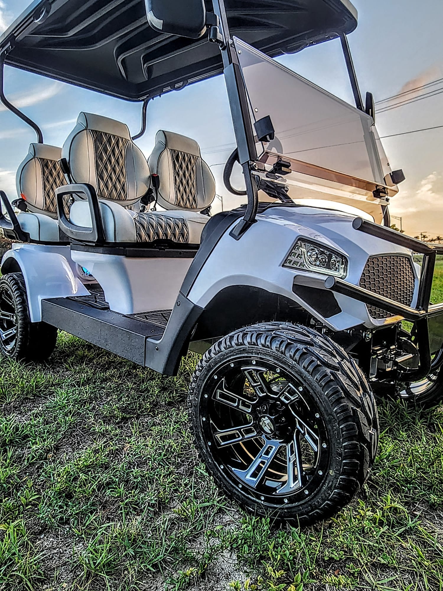 Street Legal LSV Low Speed Vehicle, Electric Custom Golf Cart 4 Seat Facing Forward, Lithium Battery Power
