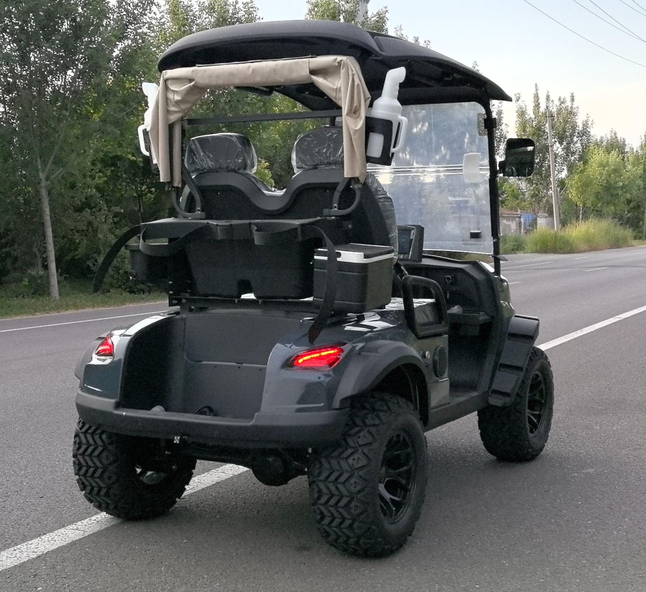 CE Approved China Made 1-2 Seats Battery Powered Electric Aluminum Golf Cart Solar Panel Power Generation 90km Range