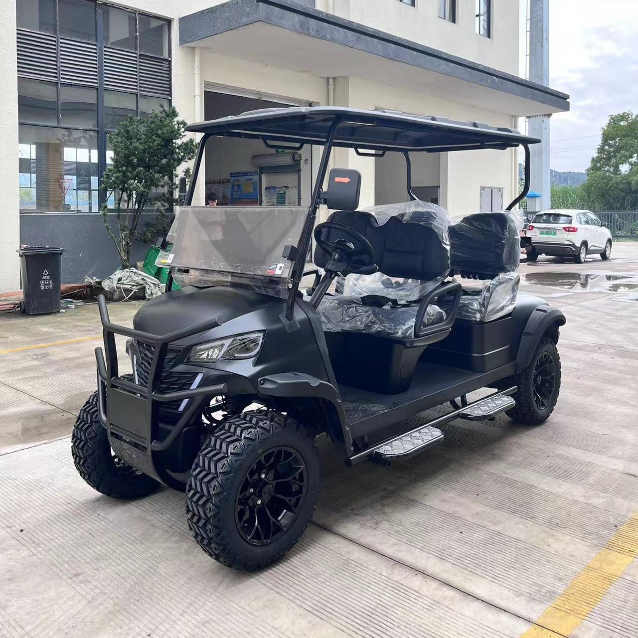 Electric 4 Seater Golf Cart 4KW American High-Efficiency Motor 48V-72V Battery LCD Touchscreen Hydraulic Brakes Off-road Tires