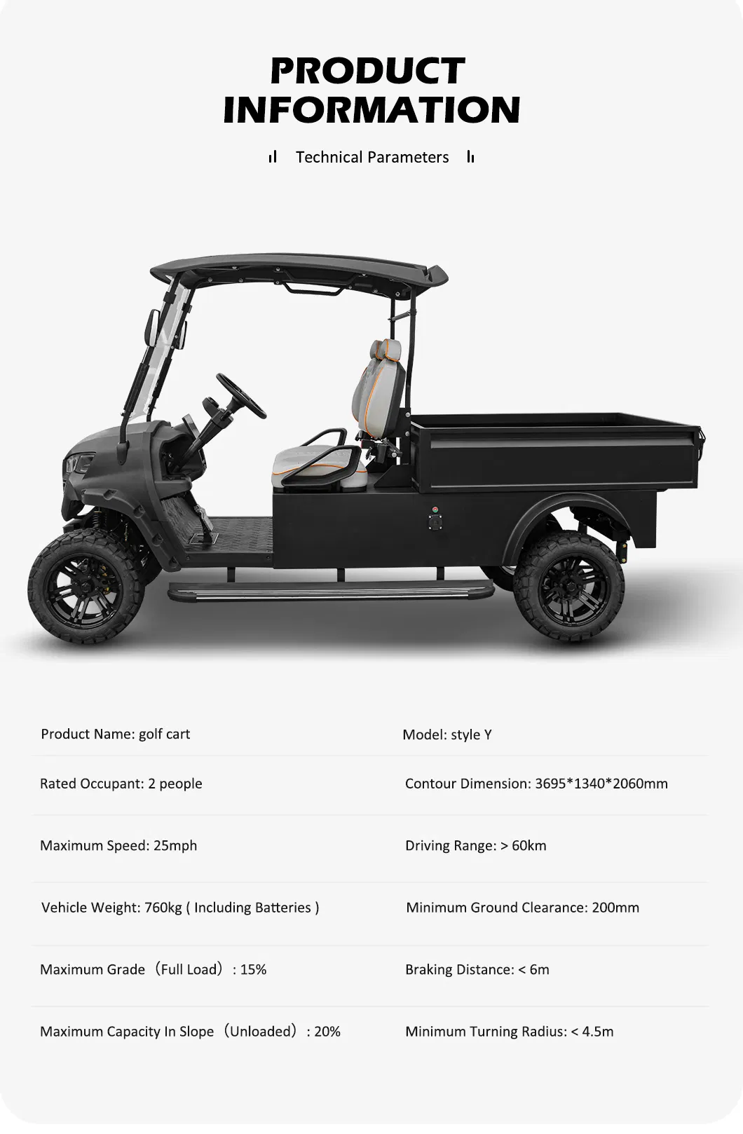 OEM ODM 2 Seater Utility Electric Club Car Golf Cart Bugyy with Cargo Box