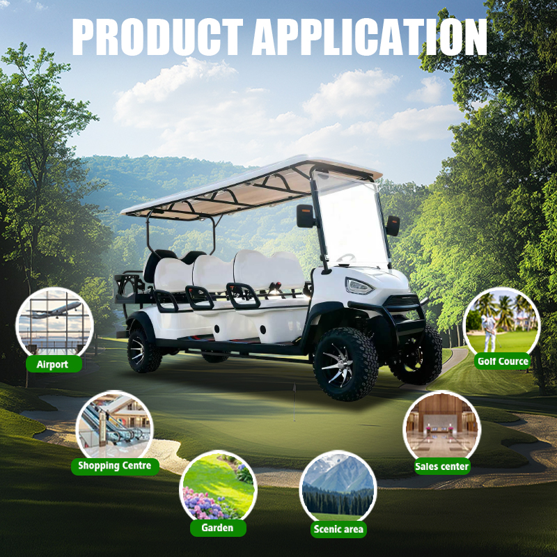 Tarion CE Certified Electric Heavy Duty 8-Seater 60V Battery Golf Cart with 35KM/H Speed &amp; 90km Range 12-inch Off-Road Tires