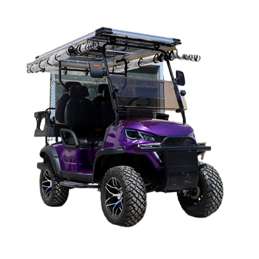 Customized Service 2+2-seater Cart Solar Panel Four Wheel Electric Golf Cart 48V Battery 50-70km Range Steel Chassis Intelligent