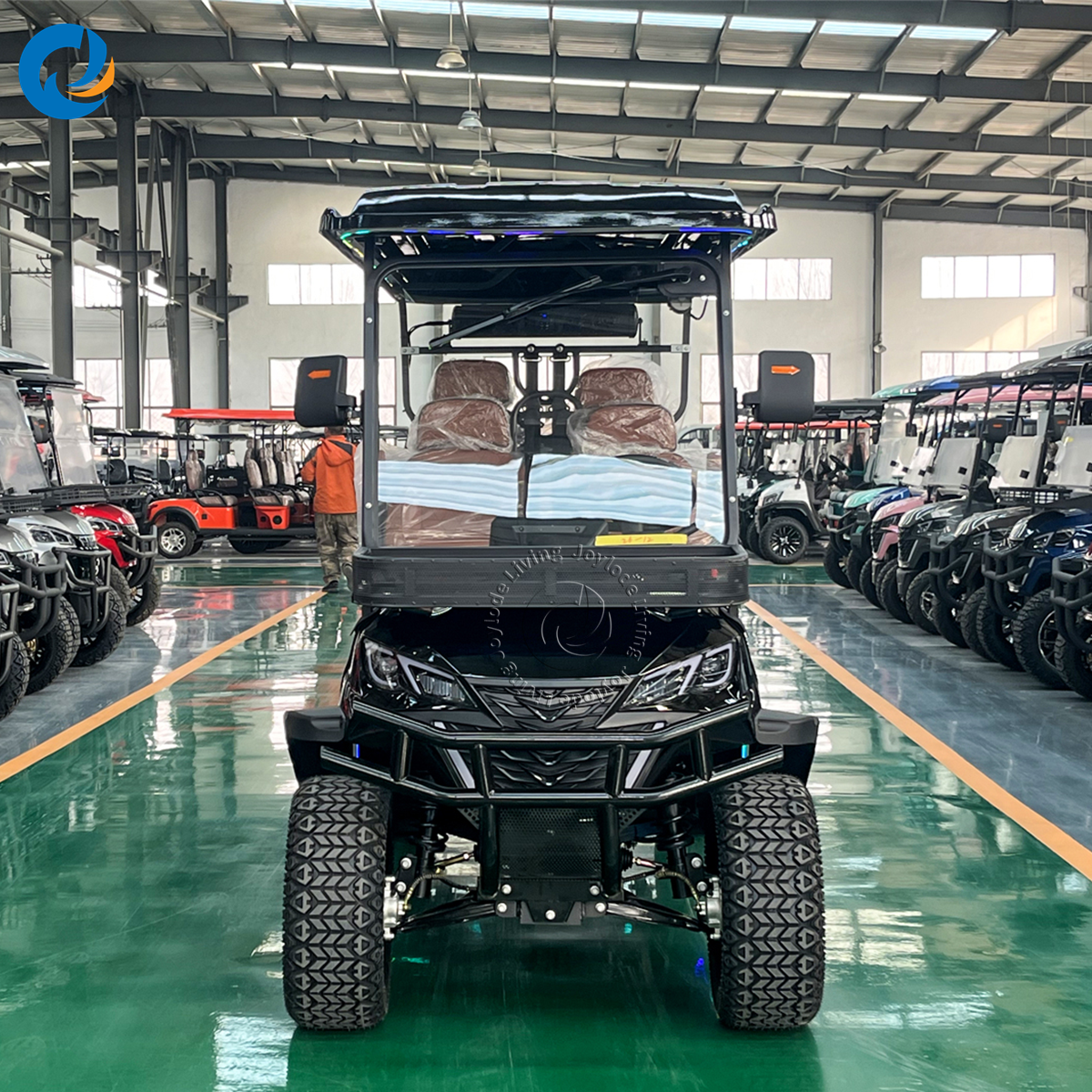 3-4 Seat Electric Golf Cart with Solar Power Metal Construction 5KW AC Motor for Camping and Family Picnics