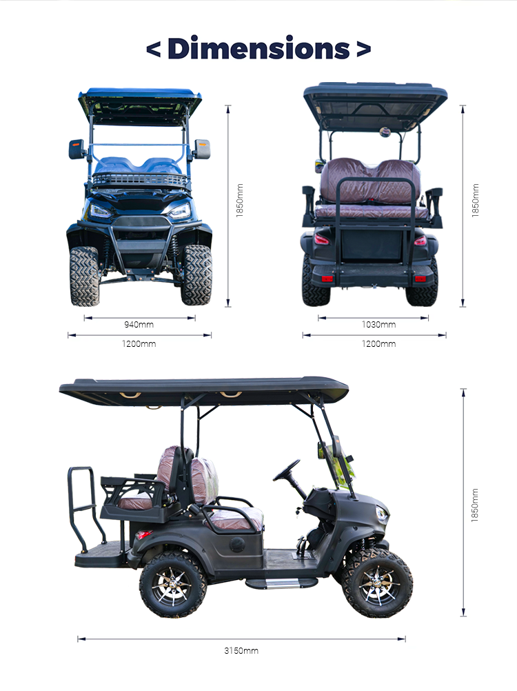 UK Customer Customized Right Hand Luxury Performance Solar Off-Road 6 Seater Electric Golf Buggy Cart with Lithium Battery