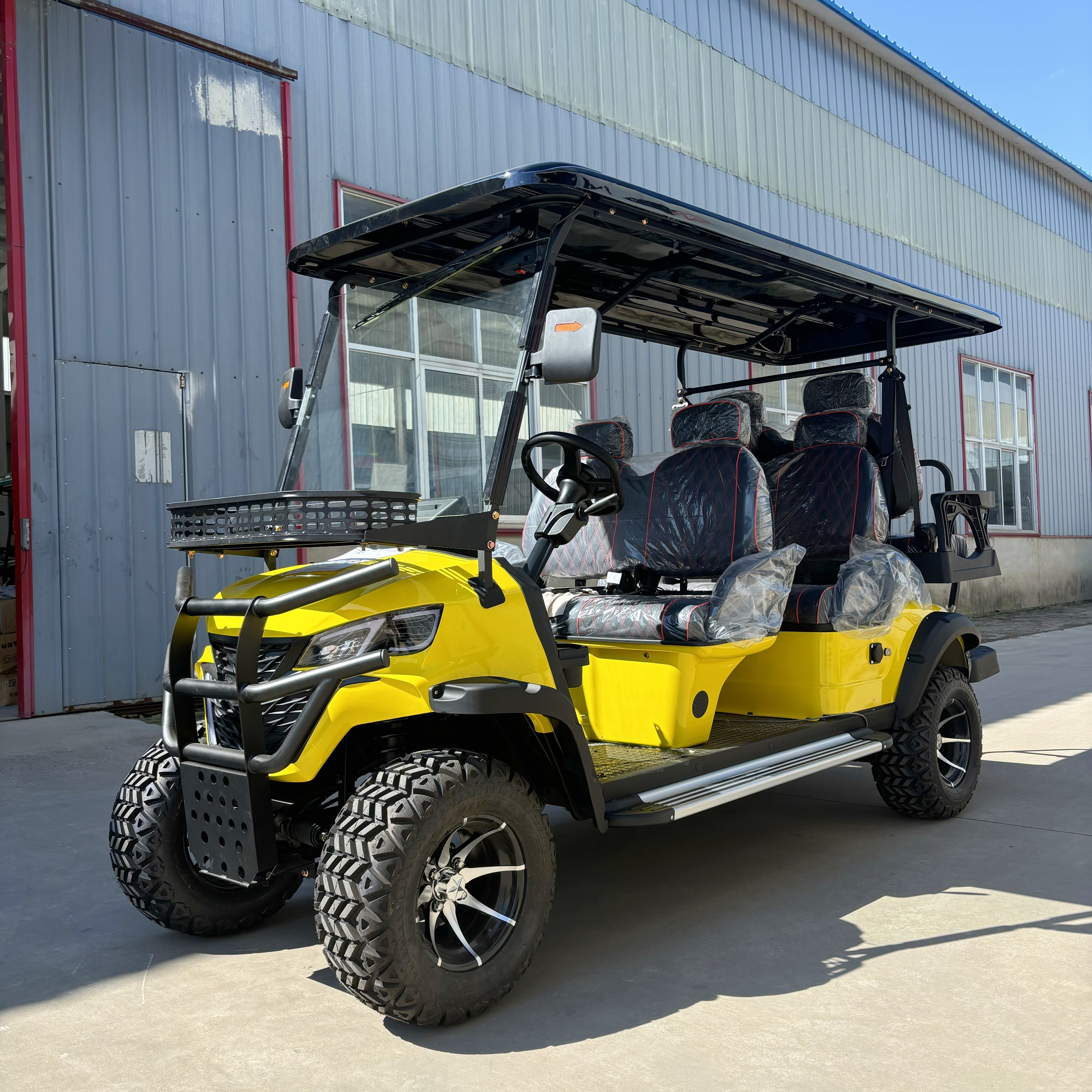 60V Lithium Batter Golf Cart 4 Seater Power 4 Wheel Electric Golf Car Buggy Solar Panels Beach Golf Cart
