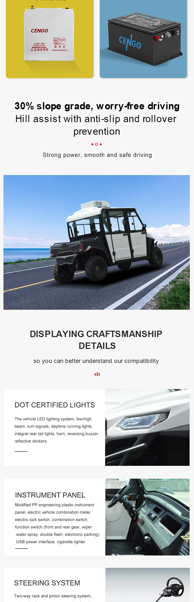 Electric golf buggy details