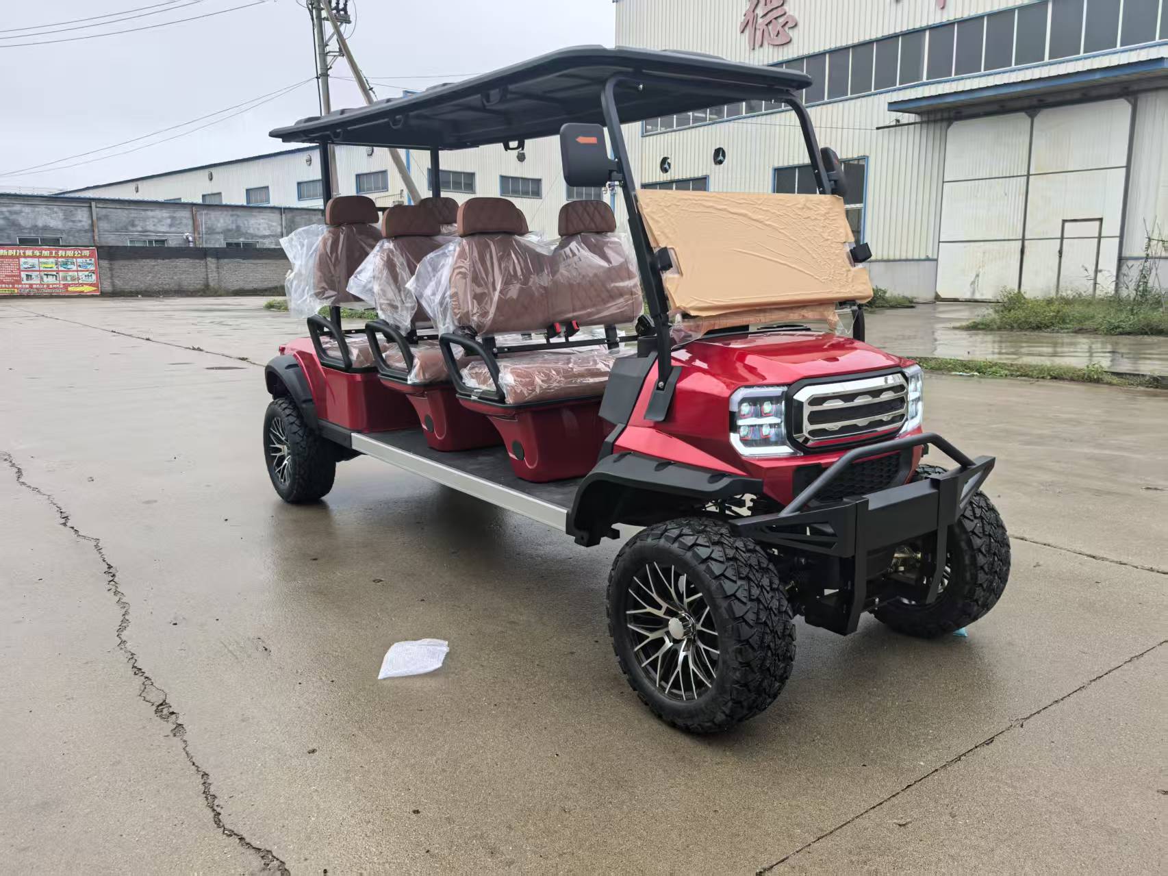 CE Street Legal 48V Lithium 6 Seater 30-50km/h Speed Side Tool Boxes Luxury Resort Hunting 6 Passenger Electric Golf Cart Buggy