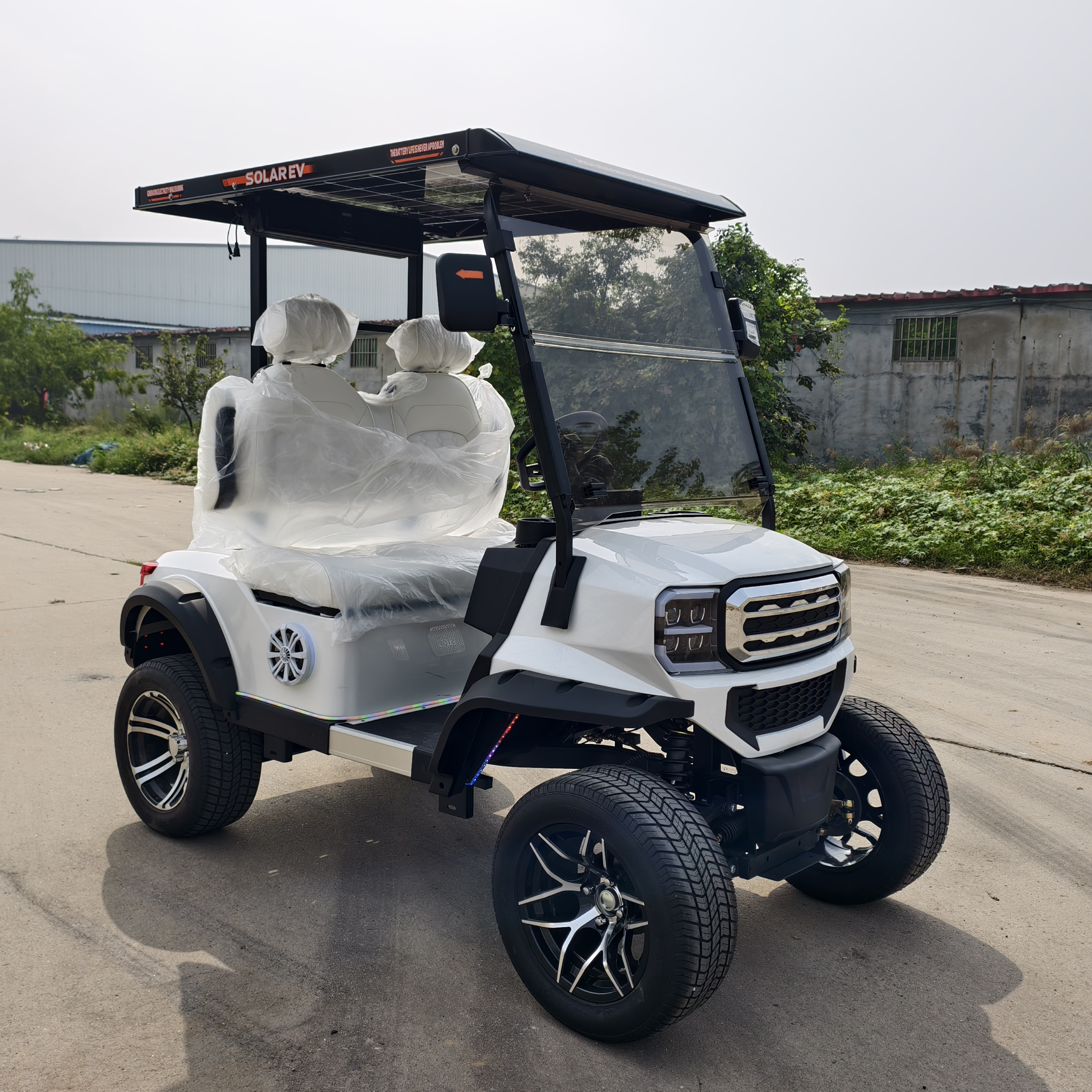SEEWORLD New Energy Off-road Golf Cart Lithium Battery Solar Panel 4KW AC Motor 3-4 Seater Electric High Strength Carbon Steel