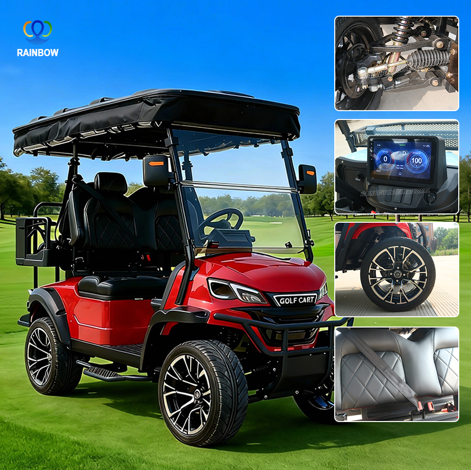 Rainbow 72V High Torque Electric Golf Cart 4-Seater 5kW AC Motor Lithium Battery 30-50km/h 70-90km Range Mountain Hilly Courses