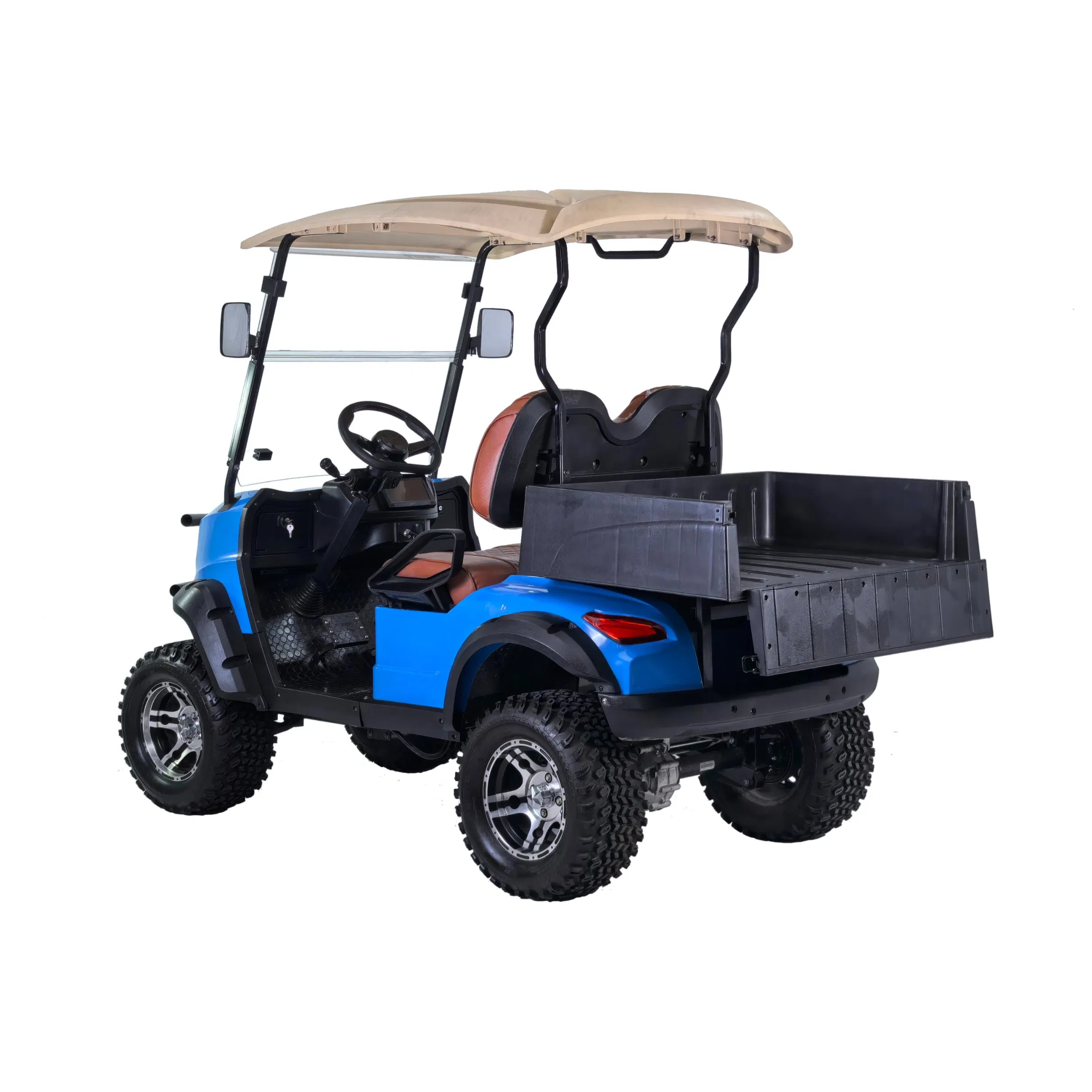 Powerful 5kw Motorized Golf Cart for Two, Equipped with Spacious Cargo Dump for Versatile Use