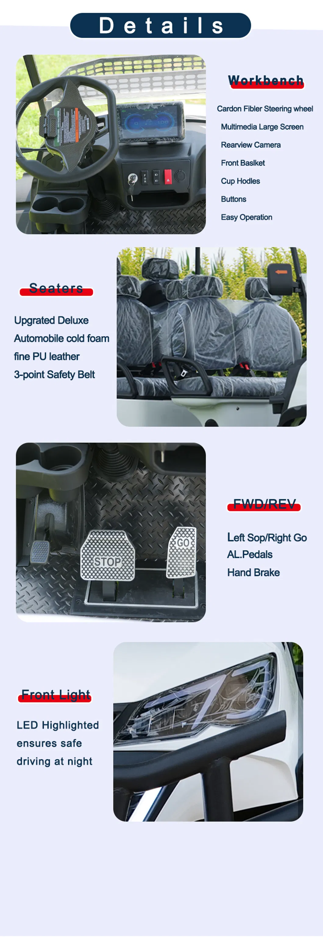 Electric Small Golf Buggies Club Course Hunting Utility Trolley Cargo Buggy Car Vehicle Cart