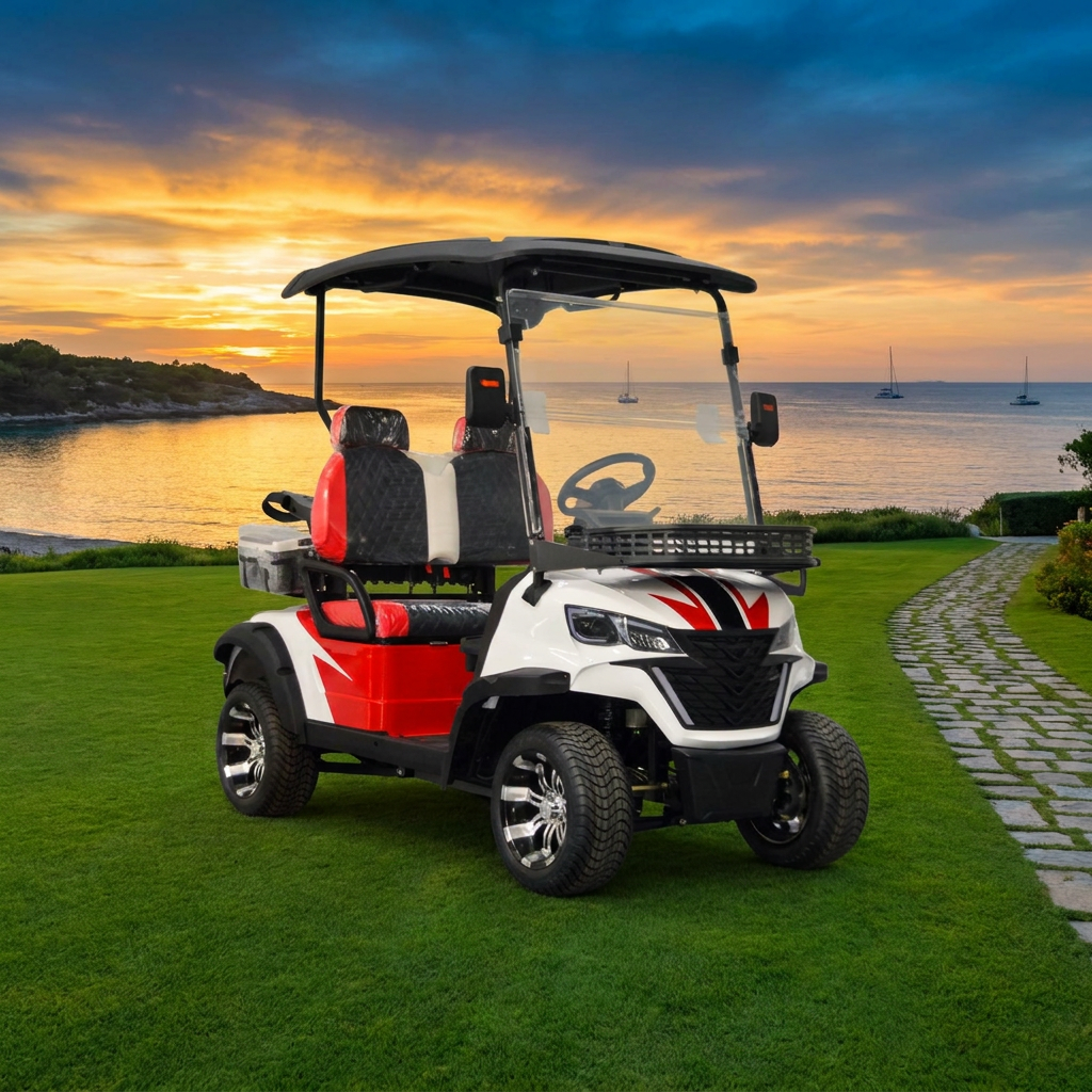 High Quality 2 Seater Lithium Battery Golf Cart Off Road Club Golf Car with Rain Canopy Suitable for Golf Courses Estate