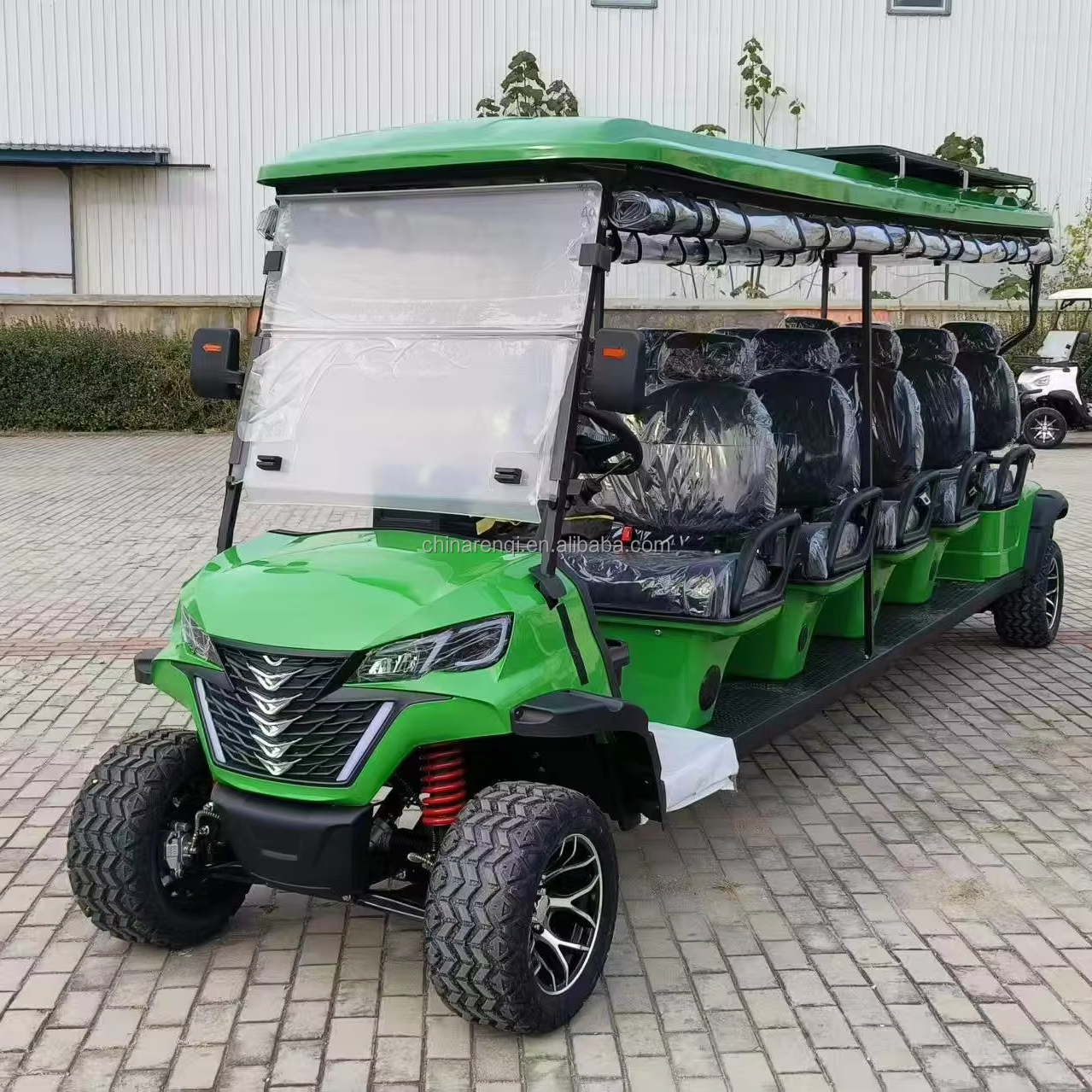 Solar Powered 10 Seater Electric Golf Cart 4 Wheel Drive off Road with 72V Battery &amp; 90km Range for Resort Hotel