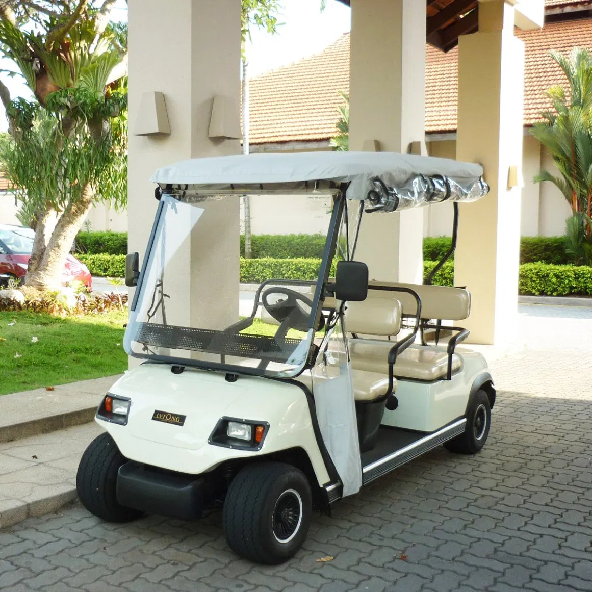 Comfortable Leather Seat Legal Driving 48V Battery Operated 4 Passengers Electric Golf Cart (LT-A4)