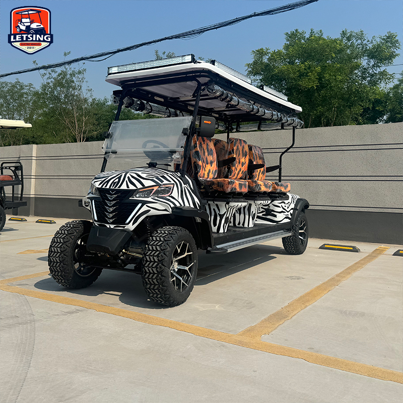 Customized 4-wheel Drive 6-seater Electric Golf Cart Upgrade with Solar Panels, Suitable for Resort Clubs