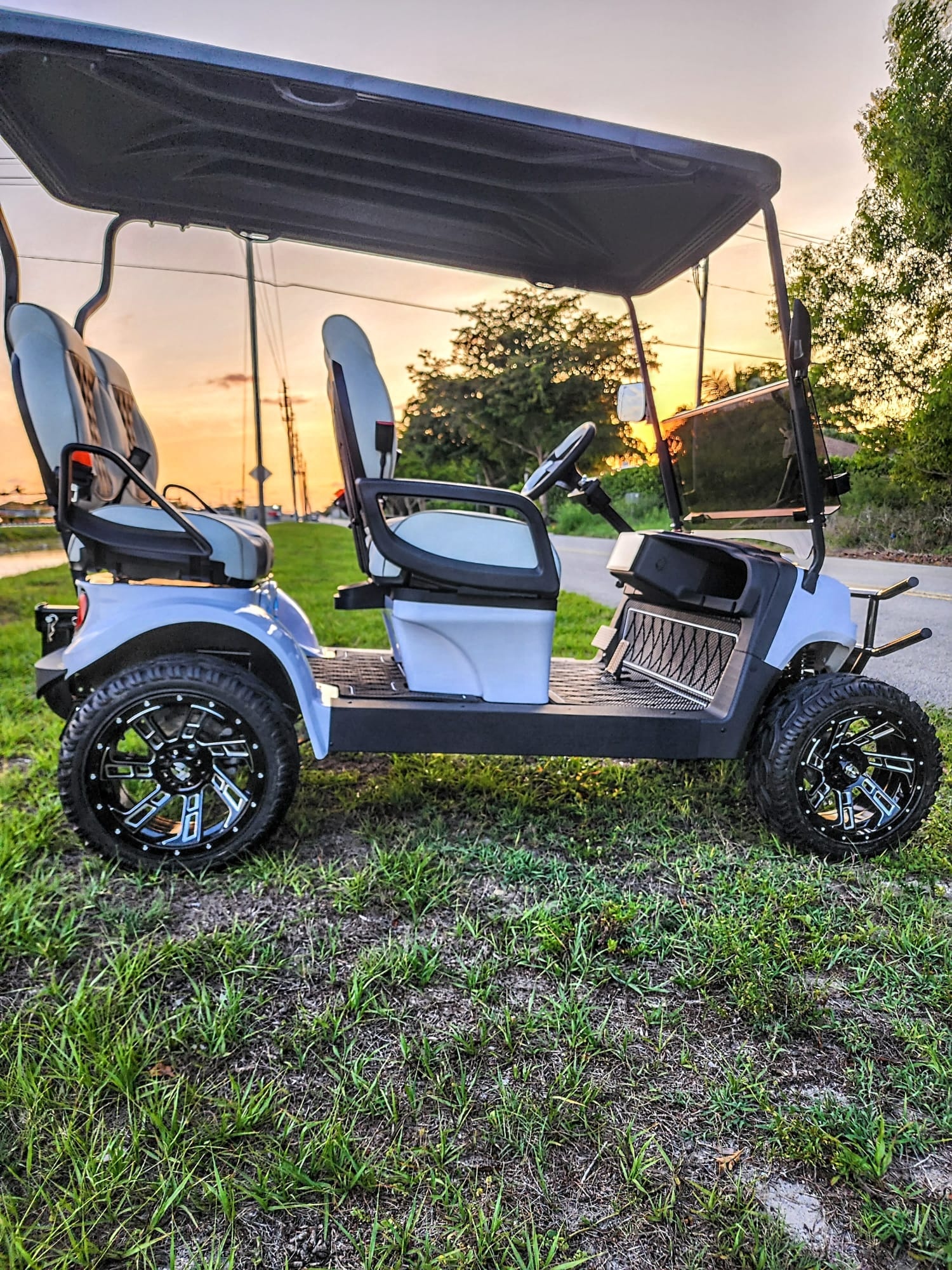 Street Legal LSV Low Speed Vehicle, Electric Custom Golf Cart 4 Seat Facing Forward, Lithium Battery Power