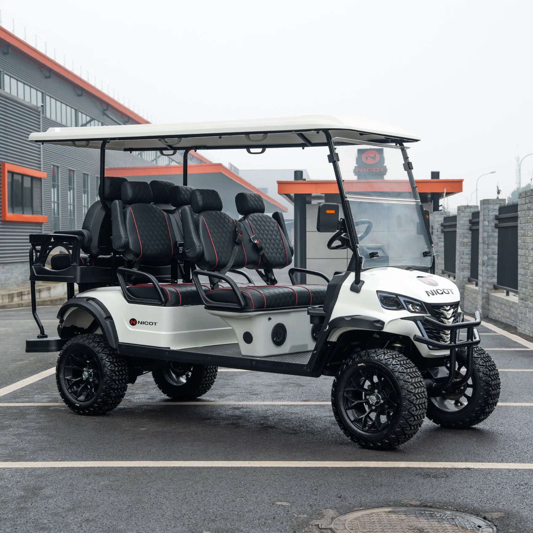 6 Seater Tour Vehicle Golf Cart with 4m Braking Distance Safety Feature for Security