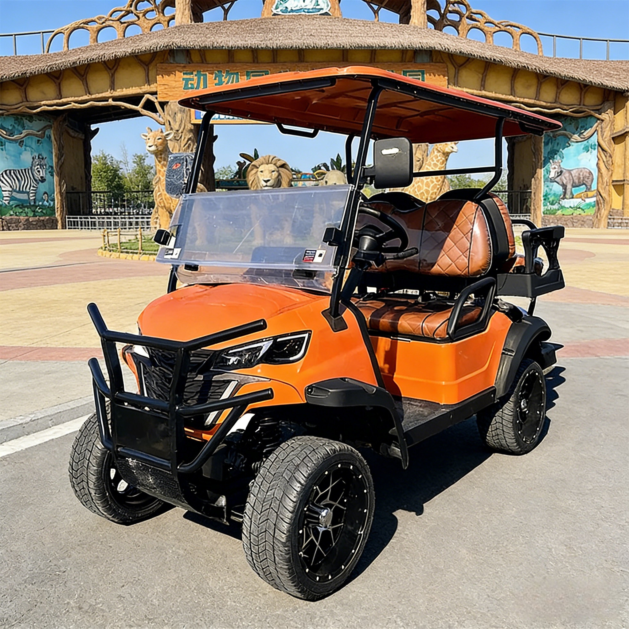 WOLAN Electric Steel Chassis Solar Charge 4 Seater Green Golf Cart with 48V Battery for Eco Park