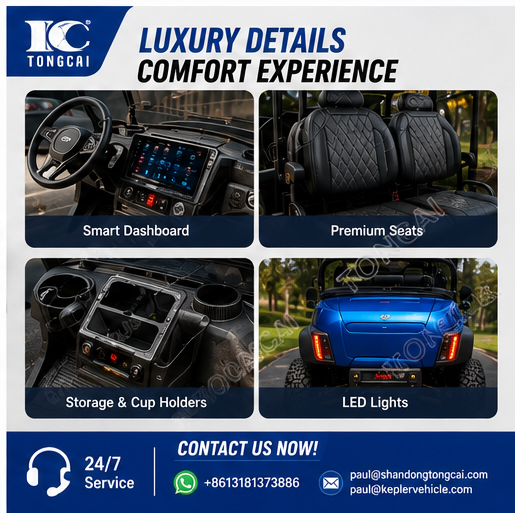 Tongcai DOT Street Legal 72V 4 Seater Luxury Lithium Resort Hunting Buggy LSV Adult Off Road 4 Passenger Electric Golf Cart