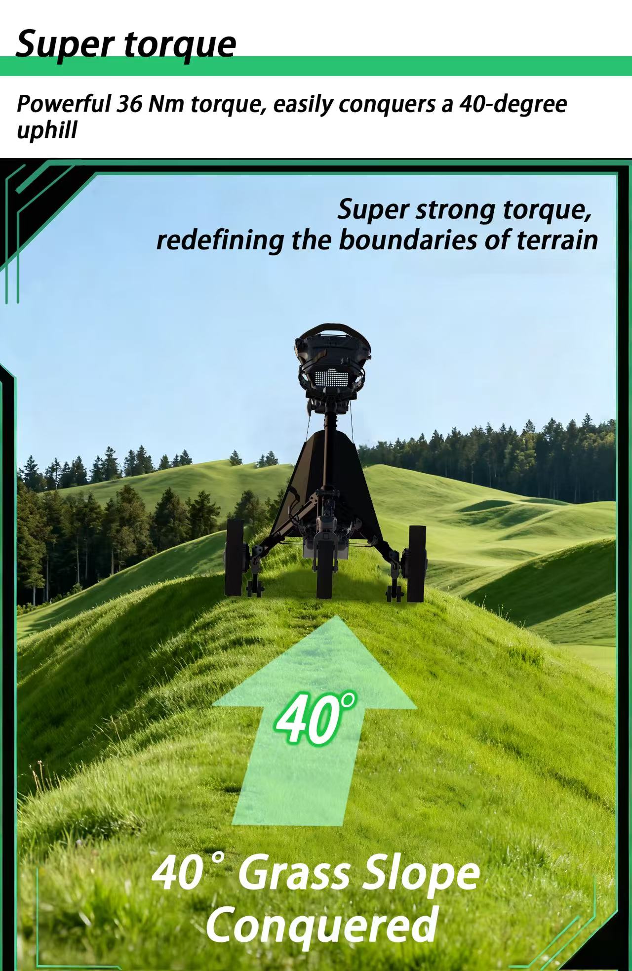 All Terrain Electric Golf Cart 40 Degree Hill Climb High Torque Dual Motor Remote Control 6 Axis Gyro Straight Line Tracker Sys