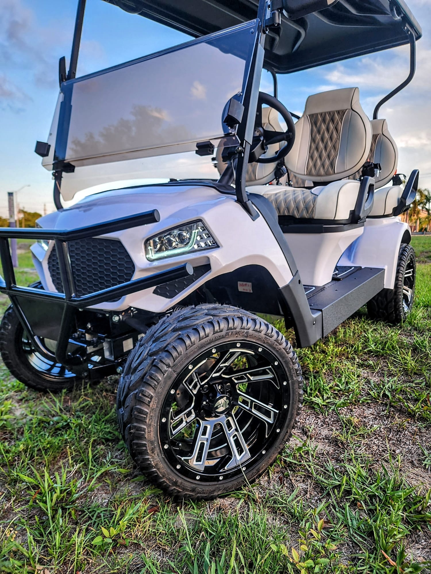 Street Legal LSV Low Speed Vehicle, Electric Custom Golf Cart 4 Seat Facing Forward, Lithium Battery Power