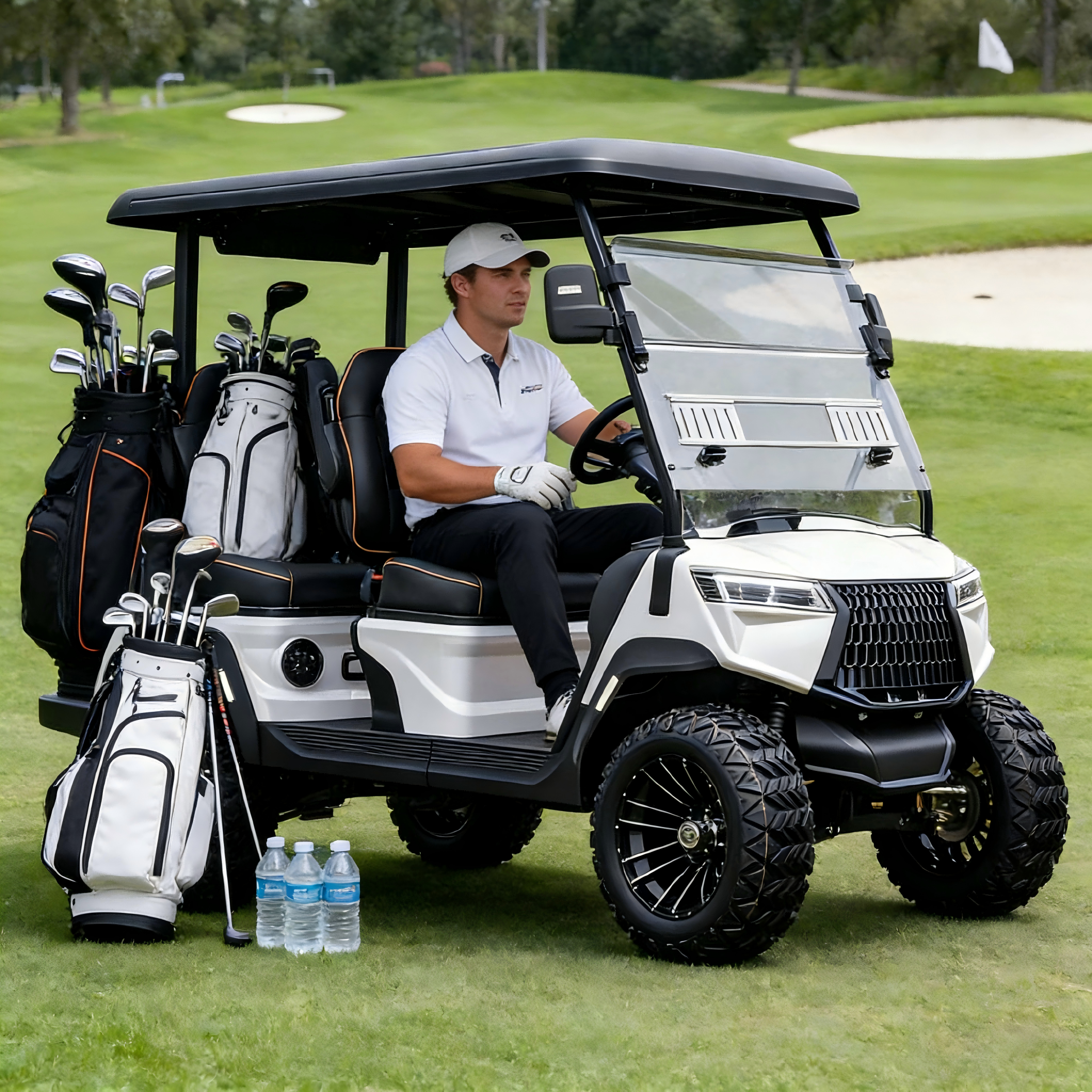 BETETEK Production Base Reinforced 4 Seater Full Electric Heavy Load Bearing Stable Driving Golf Cart for Estate Golf Club