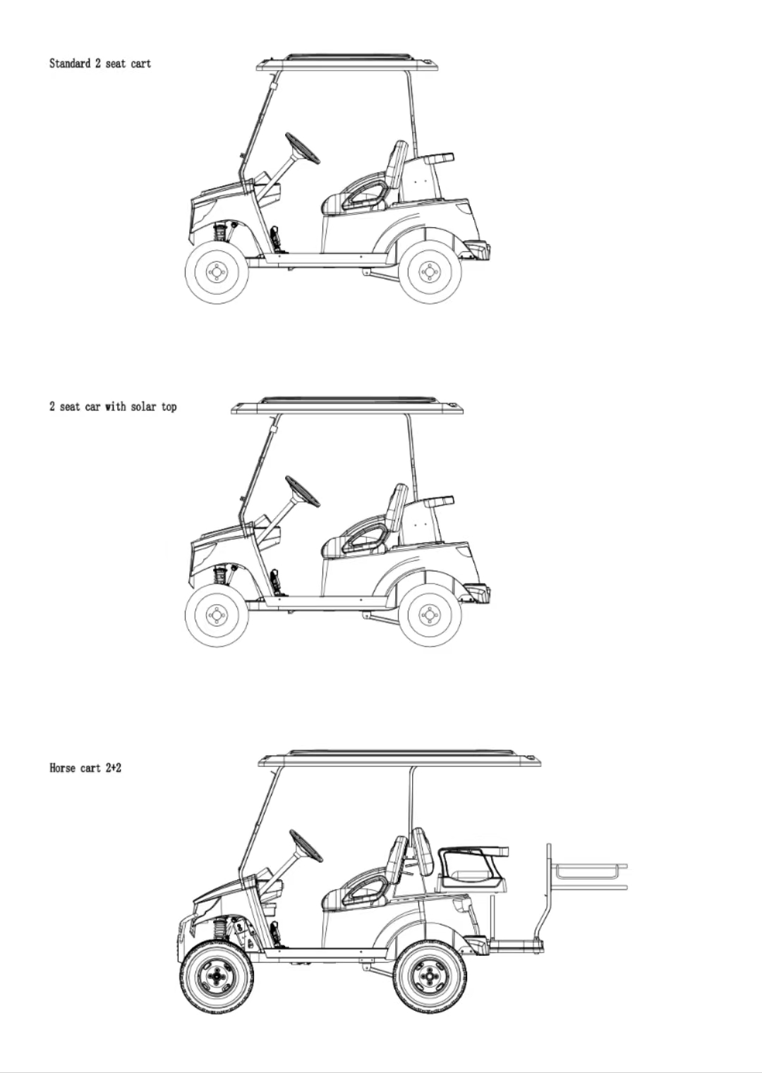 Customized Service 2+2-seater Cart Solar Panel Four Wheel Electric Golf Cart 48V Battery 50-70km Range Steel Chassis Intelligent