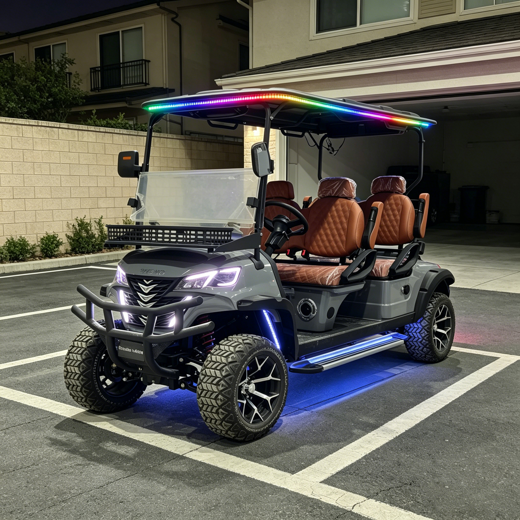 Smart 4-Seater Electric Golf Cart with 9" Touchscreen Backup Camera Bluetooth Street Legal LSV 48V LiFePO4 Lithium 5kW AC Motor