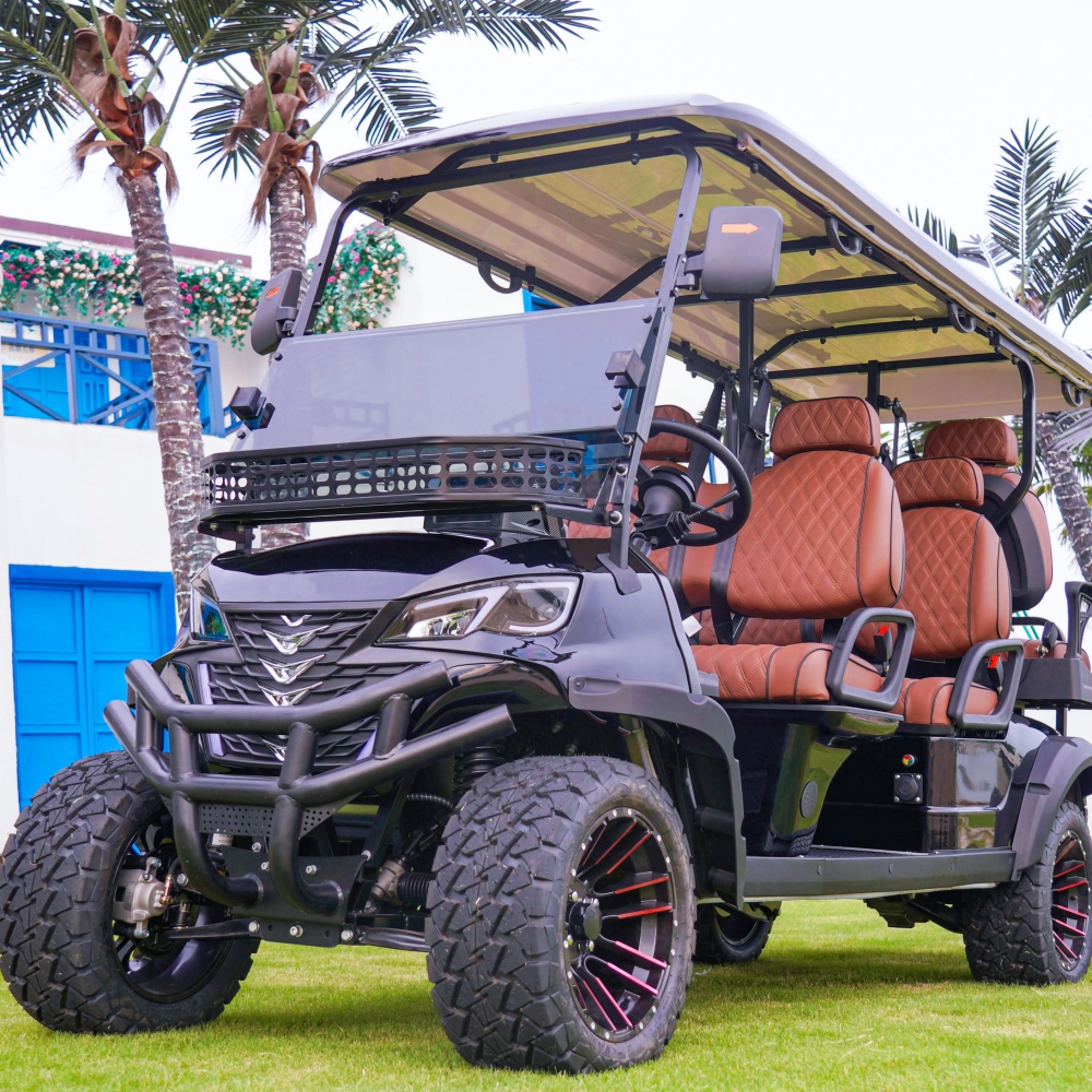 Max. 72V7KW AC System Lithium Battery Solar Panel 6 Seats Lifted Off Electric Golf Cart Buggy As Strong As 4x4 Golf Cart