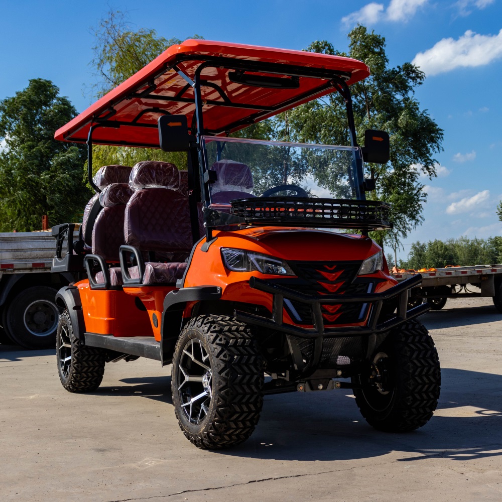 Off-Road Electric Golf Cart with Heavy Duty Suspension All Terrain Tires and High Ground Clearance for Farm and Ranch Use