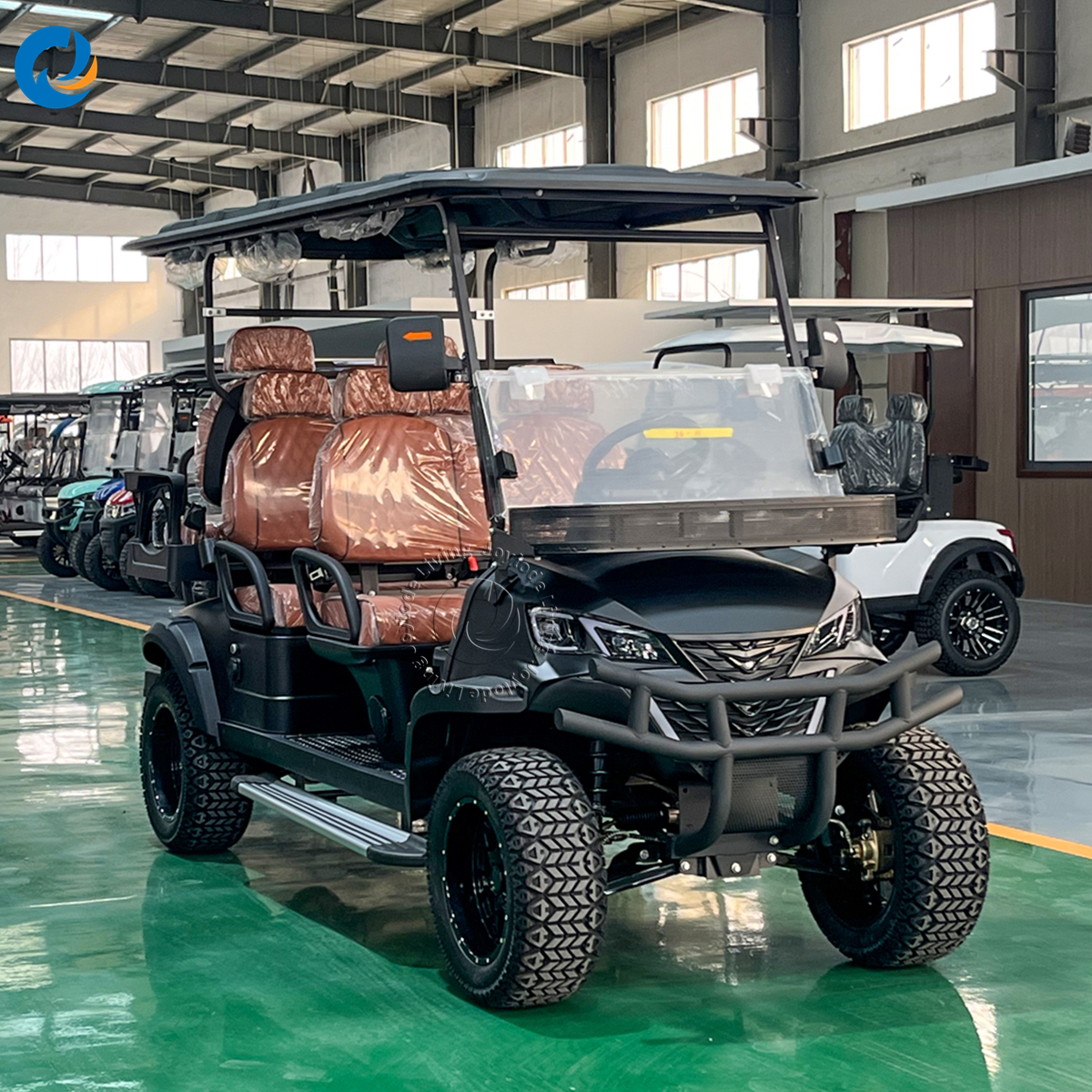 3-4 Seat Electric Golf Cart with Solar Power Metal Construction 5KW AC Motor for Camping and Family Picnics