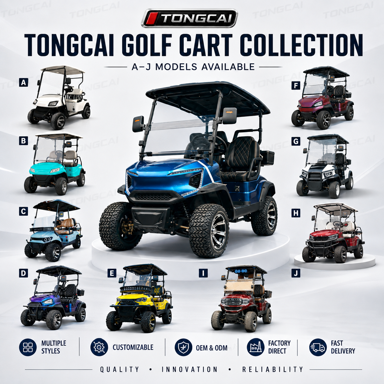 Tongcai DOT Street Legal 72V 4 Seater Luxury Lithium Resort Hunting Buggy LSV Adult Off Road 4 Passenger Electric Golf Cart