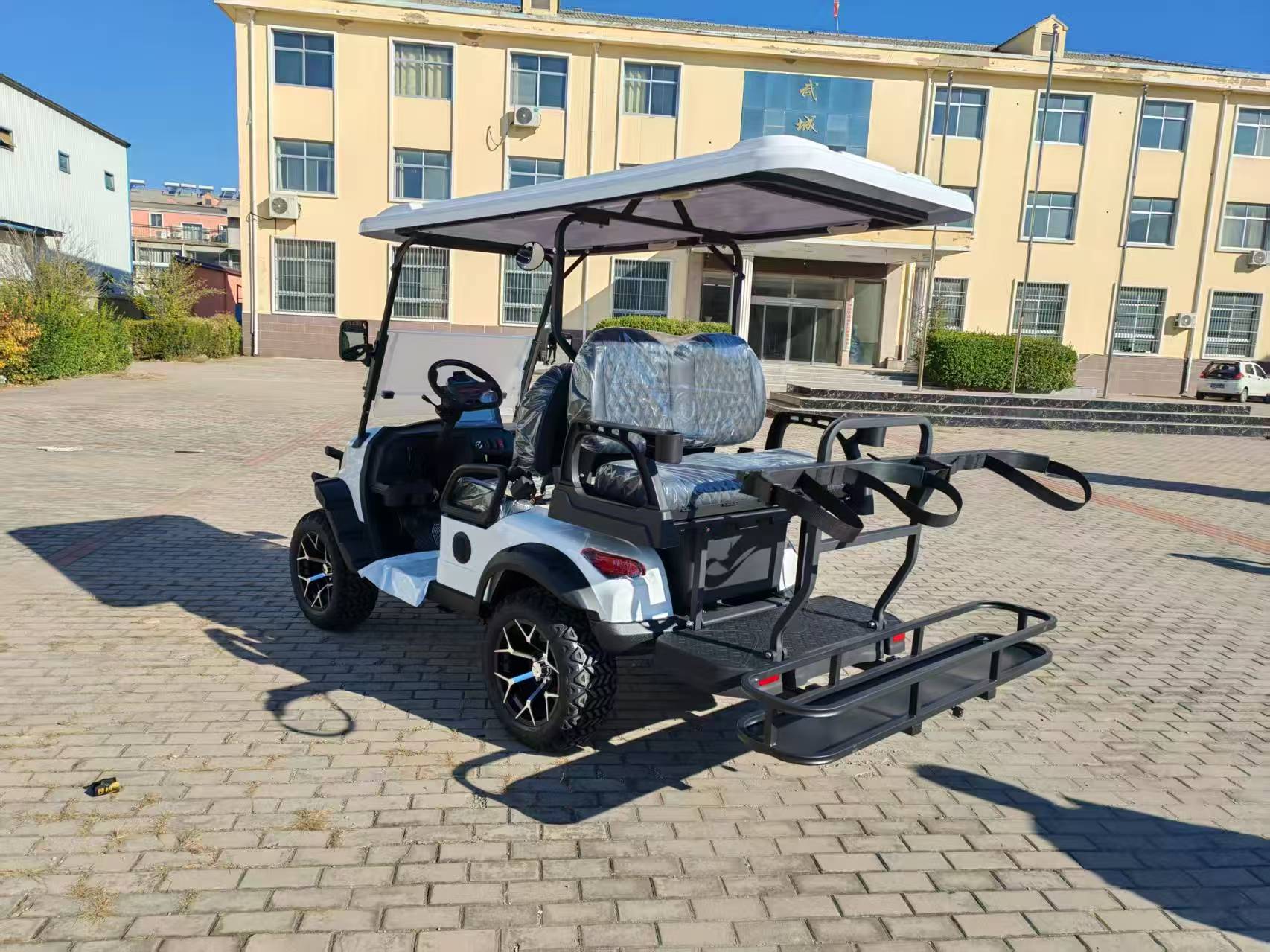New Four-wheel Solar Electric Golf Cart Metal 3/4/5KW AC Motor CE Certified ODM Amusement Park Beach Use Lead Acid Battery