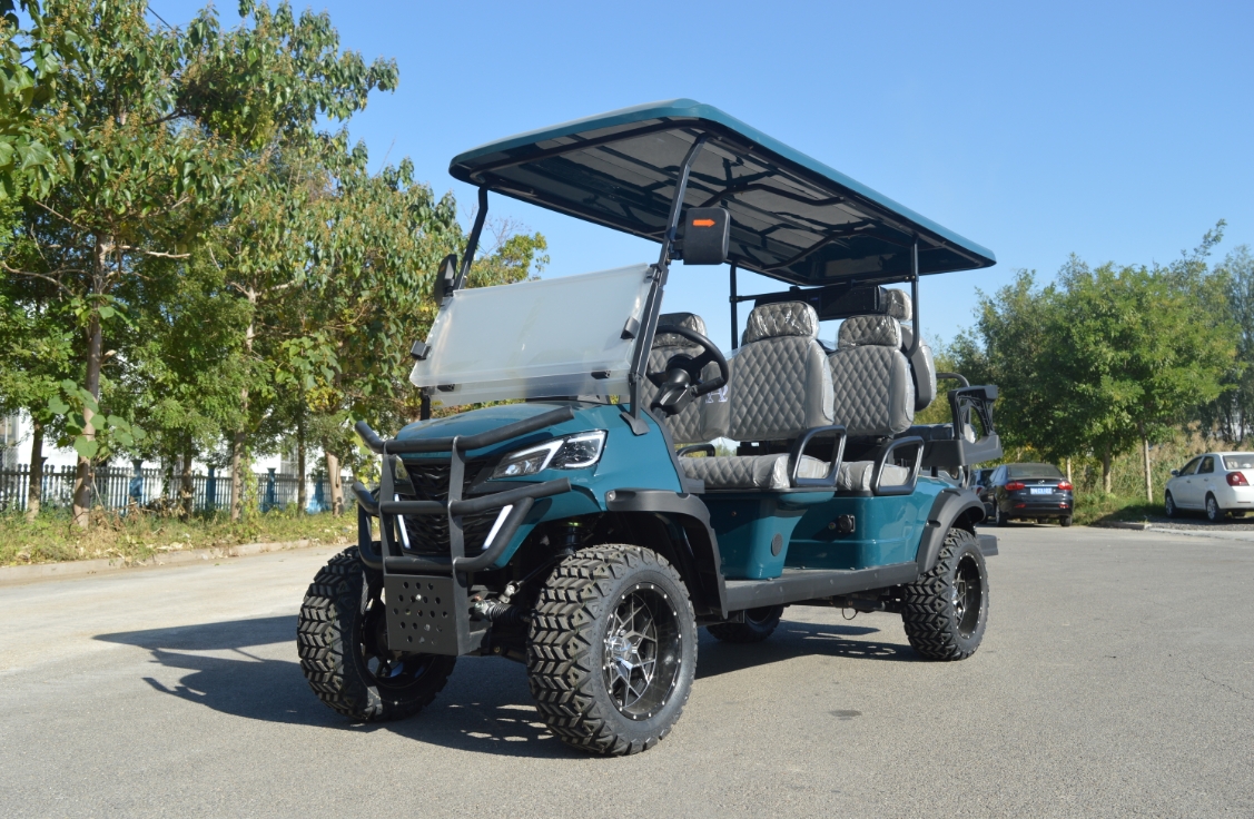 High Ground Clearance 6 Seats Utility Blue Electric Golf Cart 72V Lithium Battery 3.5-7.5 Kw Motor 30-50 Km/h Speed for Scenic