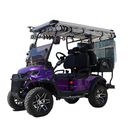 Customized Service 2+2-seater Cart Solar Panel Four Wheel Electric Golf Cart 48V Battery 50-70km Range Steel Chassis Intelligent