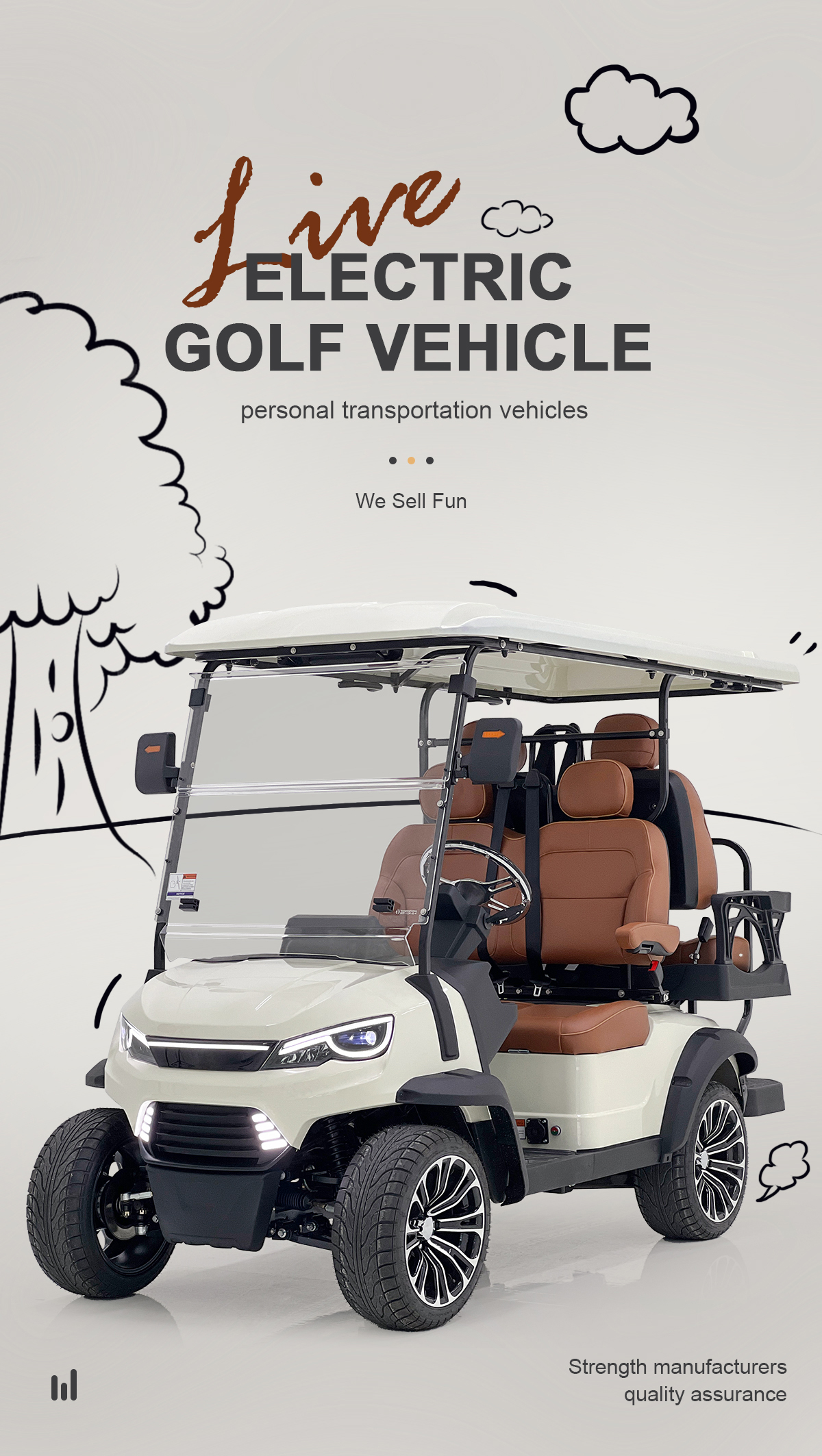 Customizable Off-Road 4-Seater Electric Golf Cart Lithium Battery 70-90km Range 5KW/6.3KW Motor 70 Km/h Max Speed CE/DOT/Eec