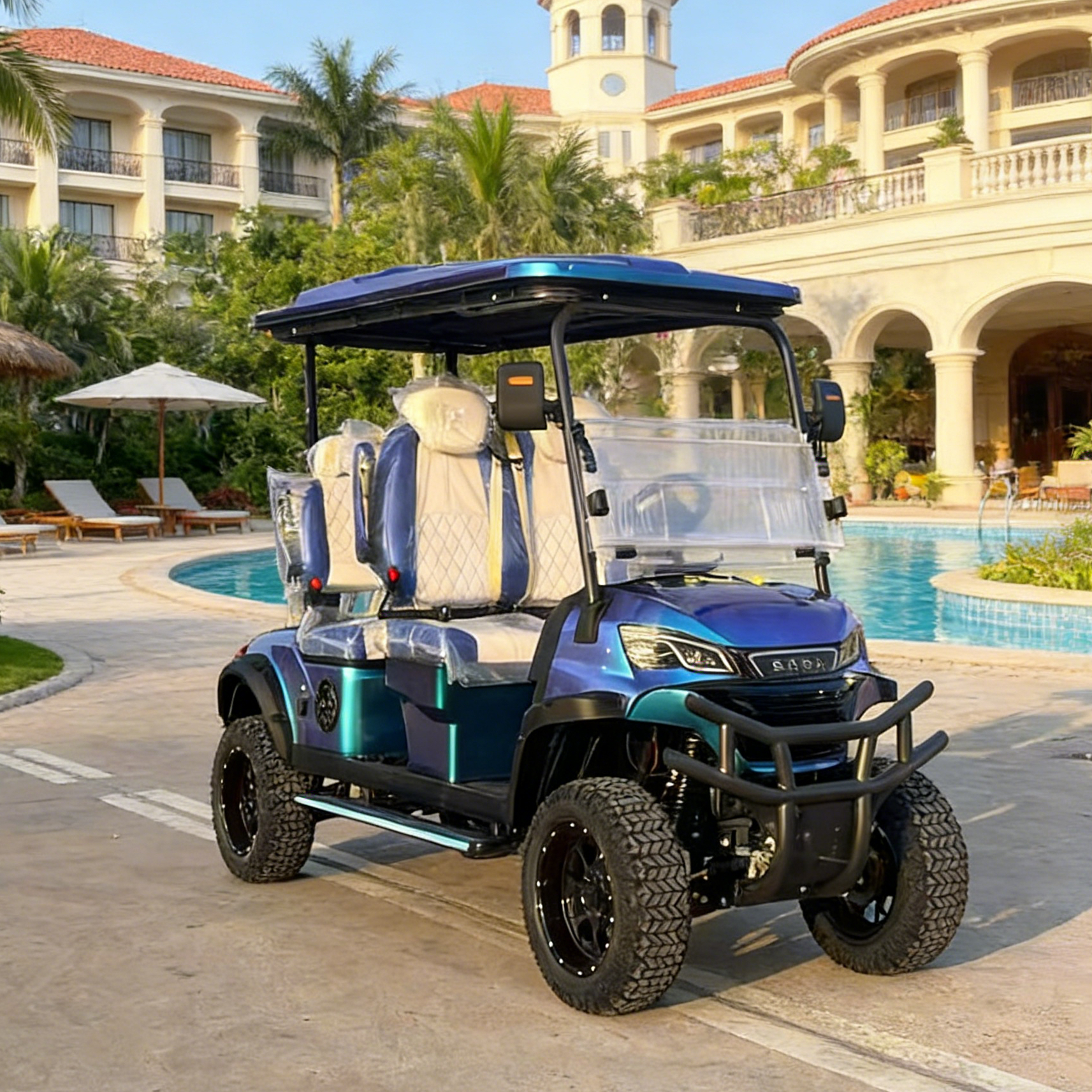 Premium Design 4-Seater Golf Buggy Luxury Seating for Resorts and Hotels Buggy Lithium Battery Long Range Free-Maintenance Car