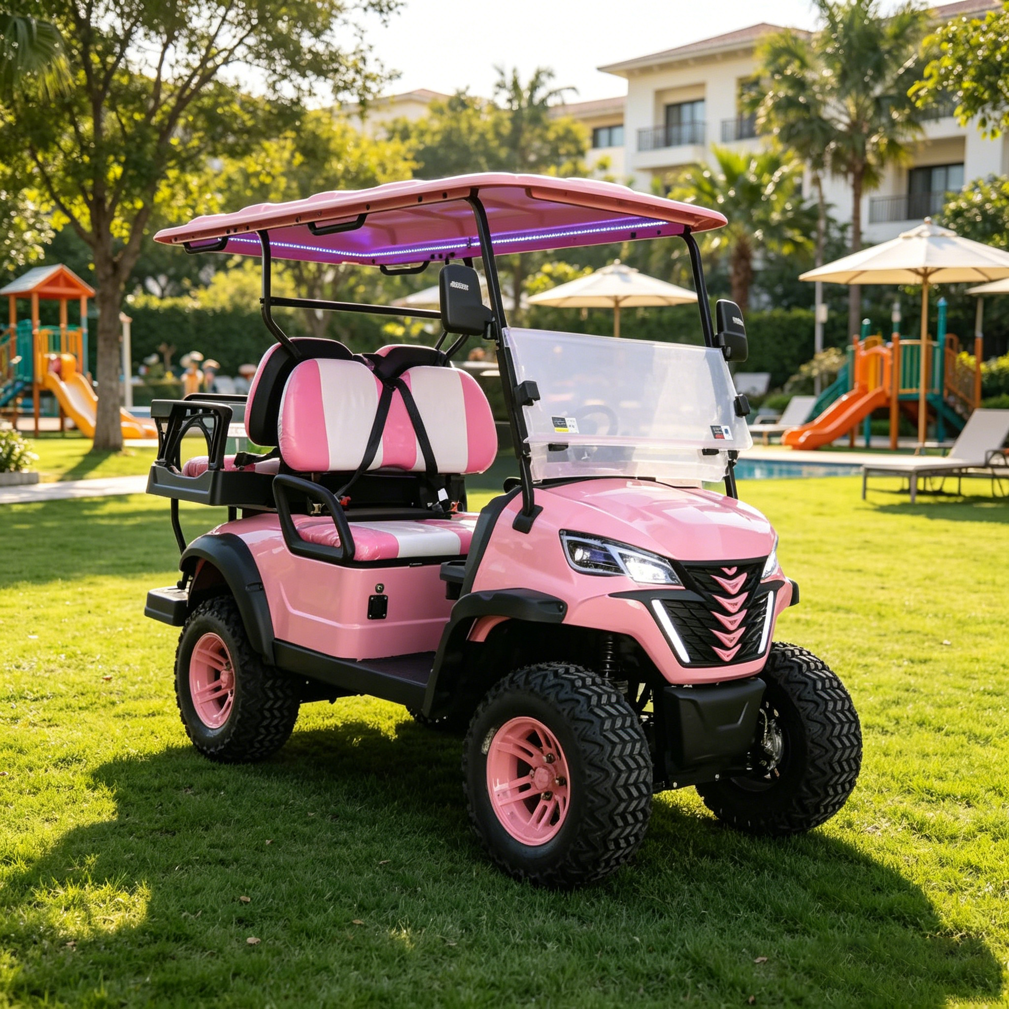 Heavy Duty Rental Fleet Electric Golf Cart 4-Seater Maintenance Free Lithium Battery 48V 5000W AC Motor 70-90km Range 4-wheel