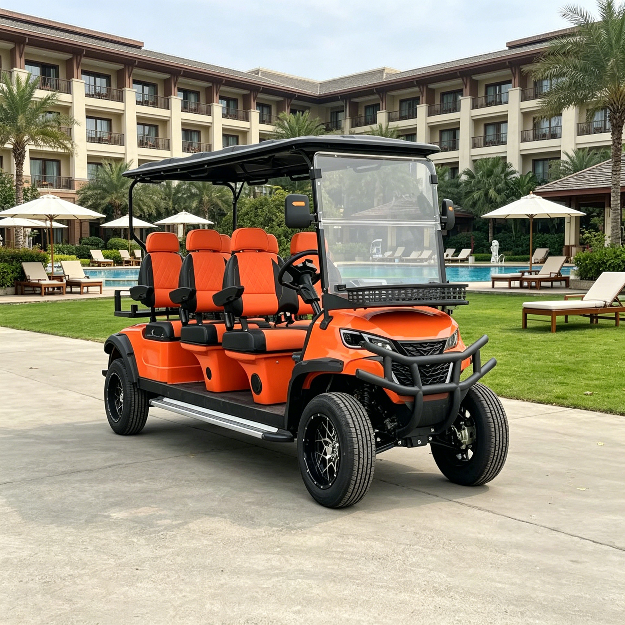 Rainbow 72V High Torque Electric Golf Cart 4-Seater 5kW AC Motor Lithium Battery 30-50km/h 70-90km Range Mountain Hilly Courses