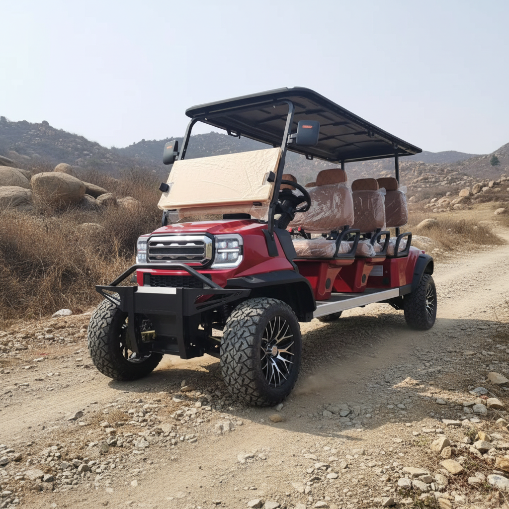 CE Street Legal 48V Lithium 6 Seater 30-50km/h Speed Side Tool Boxes Luxury Resort Hunting 6 Passenger Electric Golf Cart Buggy