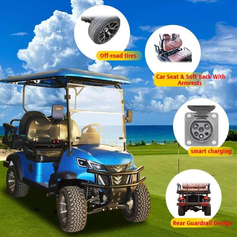 Tarion Compact Lifted Off-Road Tires 4 Seater 60v Battery Electric Golf Cart with 35KM/H Speed 90km Range for Club/Event Rental