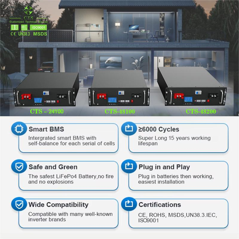Cts 24V 48V 280ah LiFePO4 Solar Battery Storage System for Server Rack