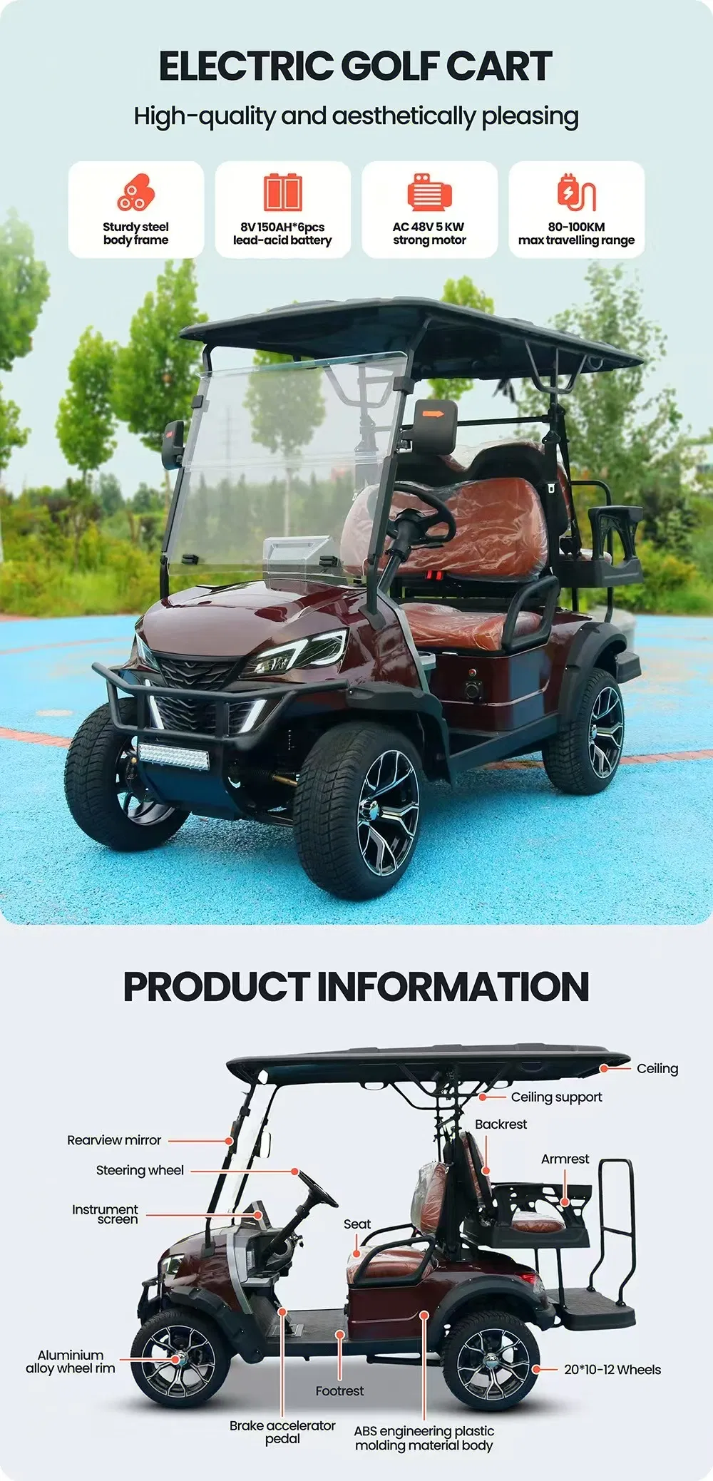 High-Speed Performance Electric Golf Cart with Long Driving Range