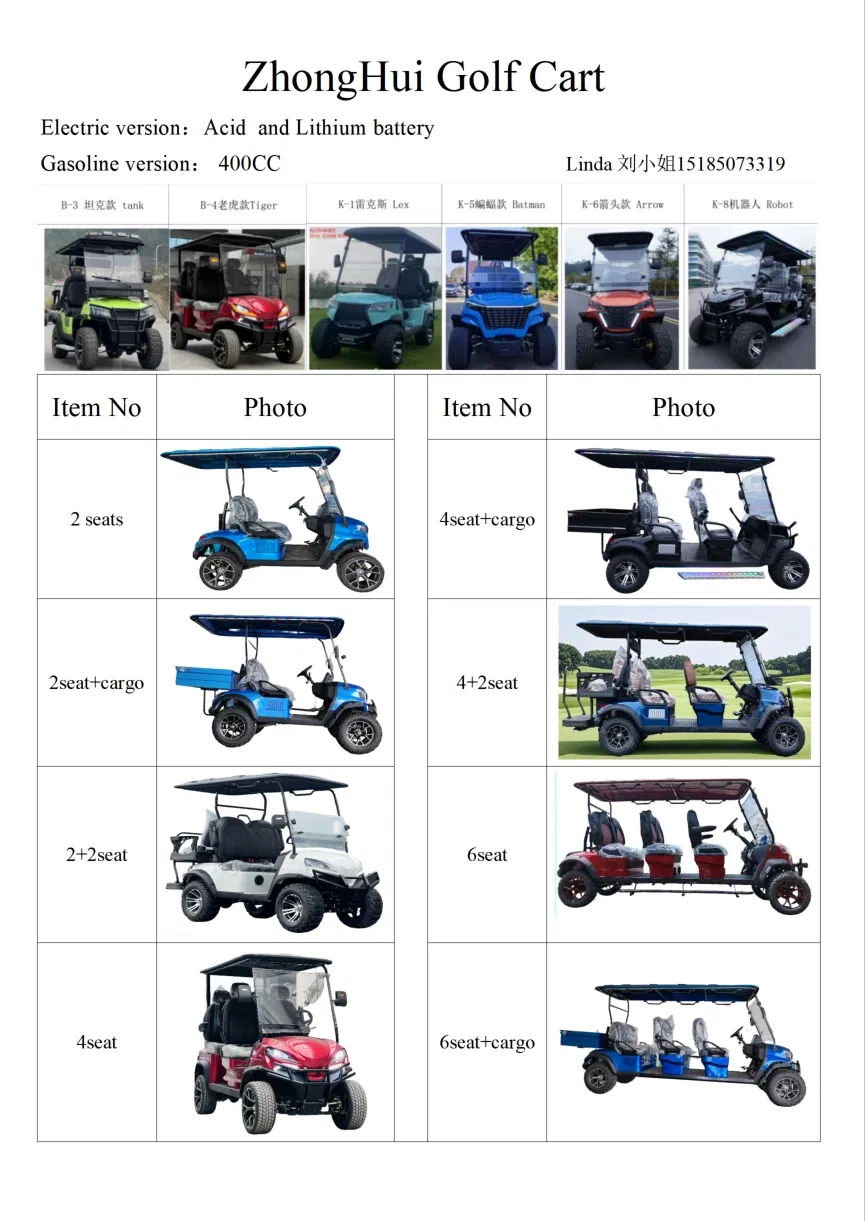 Stylish 400cc Golf Cart Perfect for Golf Courses and Resorts